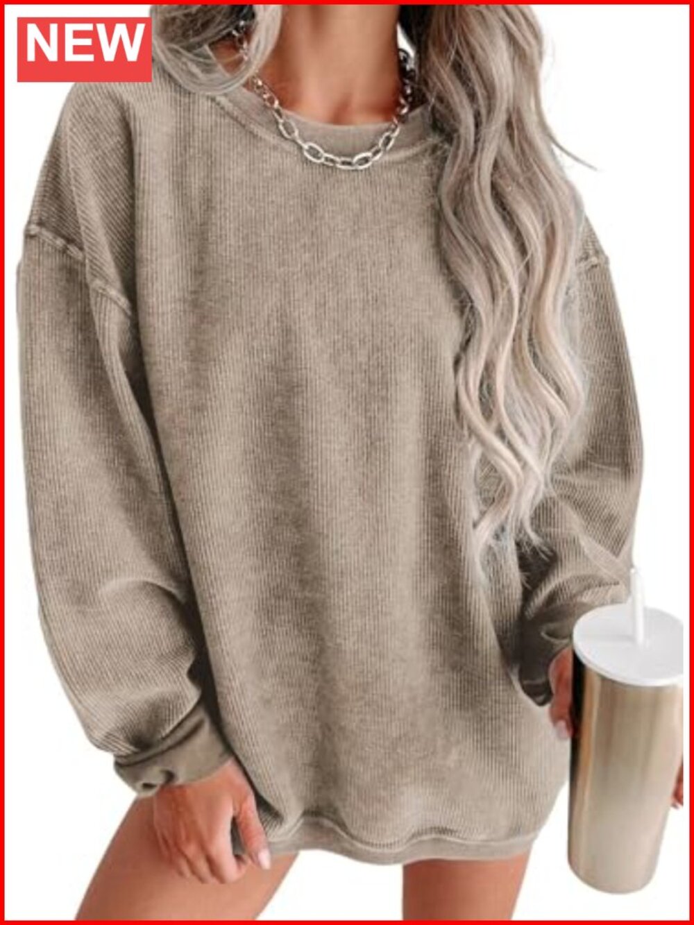 Women's Corduroy Sweatshirt Long Sleeve Crewneck Pullover Winter Cozy